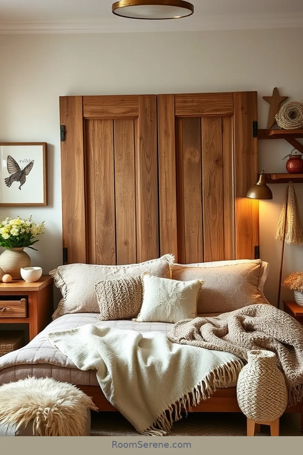 25 Ways to Create Comfort and Coziness in Your Nursery Using Reclaimed Materials 19 Old Door Headboard for a Cozy Bed for 25 Ways to Create Comfort and Coziness in Your Nursery Using Reclaimed Materials