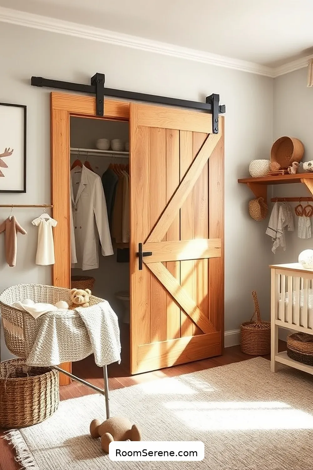 25 Ways to Create Comfort and Coziness in Your Nursery Using Reclaimed Materials 10 Reclaimed Barn Door Nursery Closet for 25 Ways to Create Comfort and Coziness in Your Nursery Using Reclaimed Materials