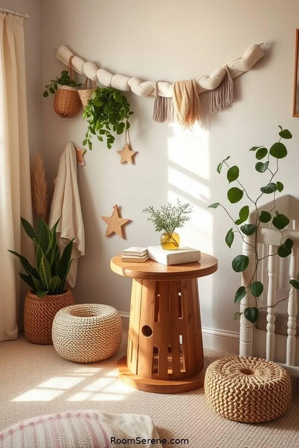 25 Ways to Create Comfort and Coziness in Your Nursery Using Reclaimed Materials 18 Repurposed Wooden Spool Side Table for 25 Ways to Create Comfort and Coziness in Your Nursery Using Reclaimed Materials