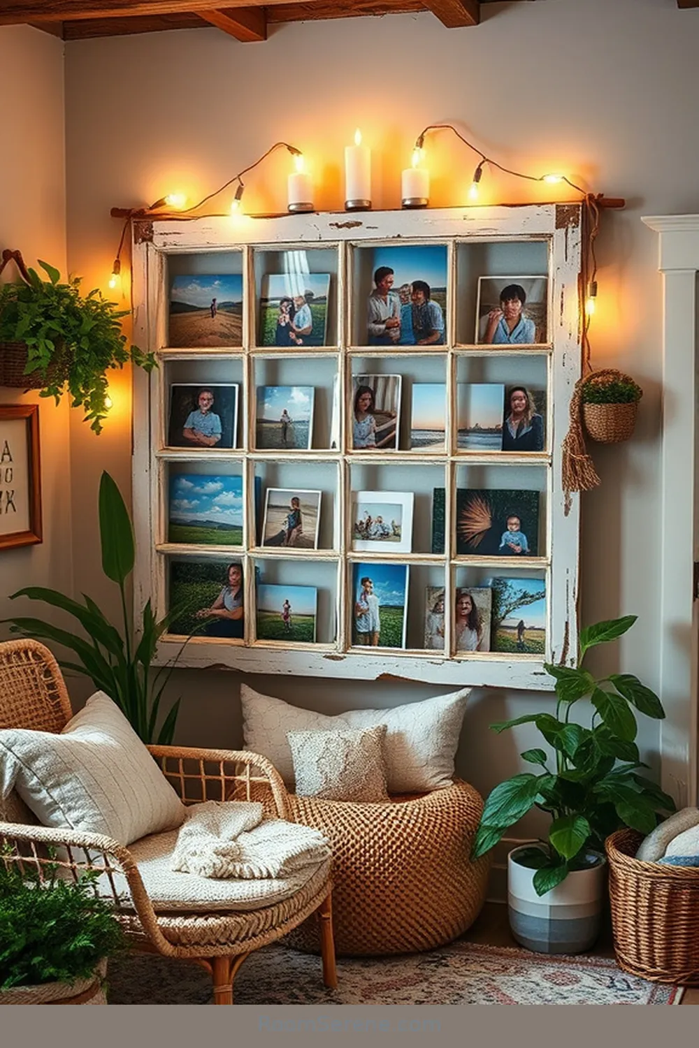25 Ways to Create Comfort and Coziness in Your Nursery Using Reclaimed Materials 15 Salvaged Window Frame as Picture Display for 25 Ways to Create Comfort and Coziness in Your Nursery Using Reclaimed Materials