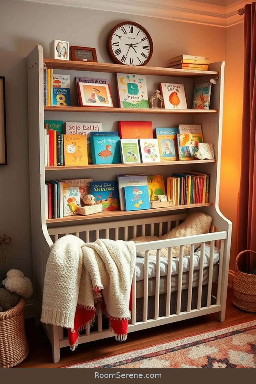 25 Ways to Create Comfort and Coziness in Your Nursery Using Reclaimed Materials 4 Upcycled Bookshelf for Storytime for 25 Ways to Create Comfort and Coziness in Your Nursery Using Reclaimed Materials