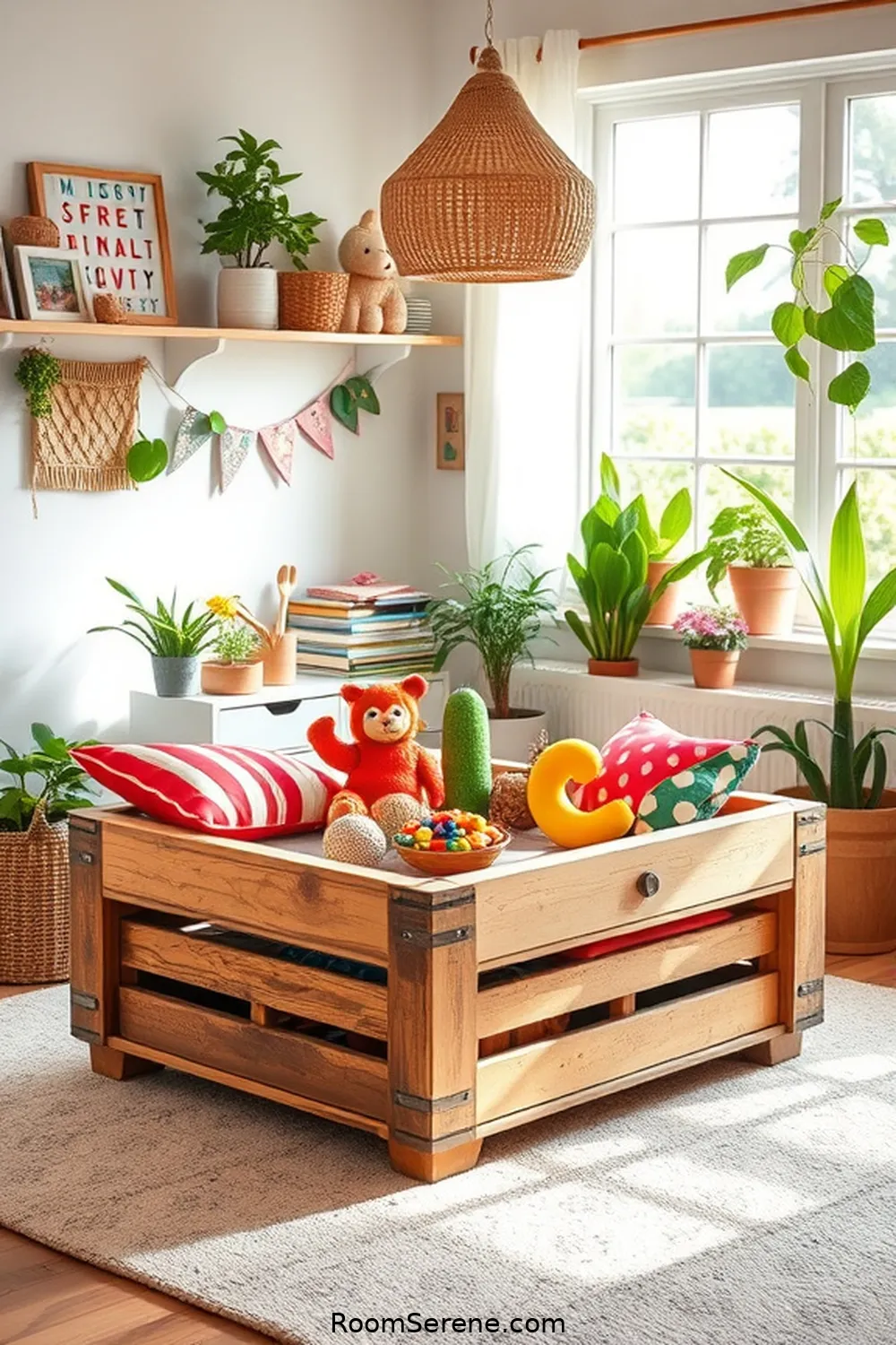25 Ways to Create Comfort and Coziness in Your Nursery Using Reclaimed Materials 21 Upcycled Fruit Crate Play Table for 25 Ways to Create Comfort and Coziness in Your Nursery Using Reclaimed Materials