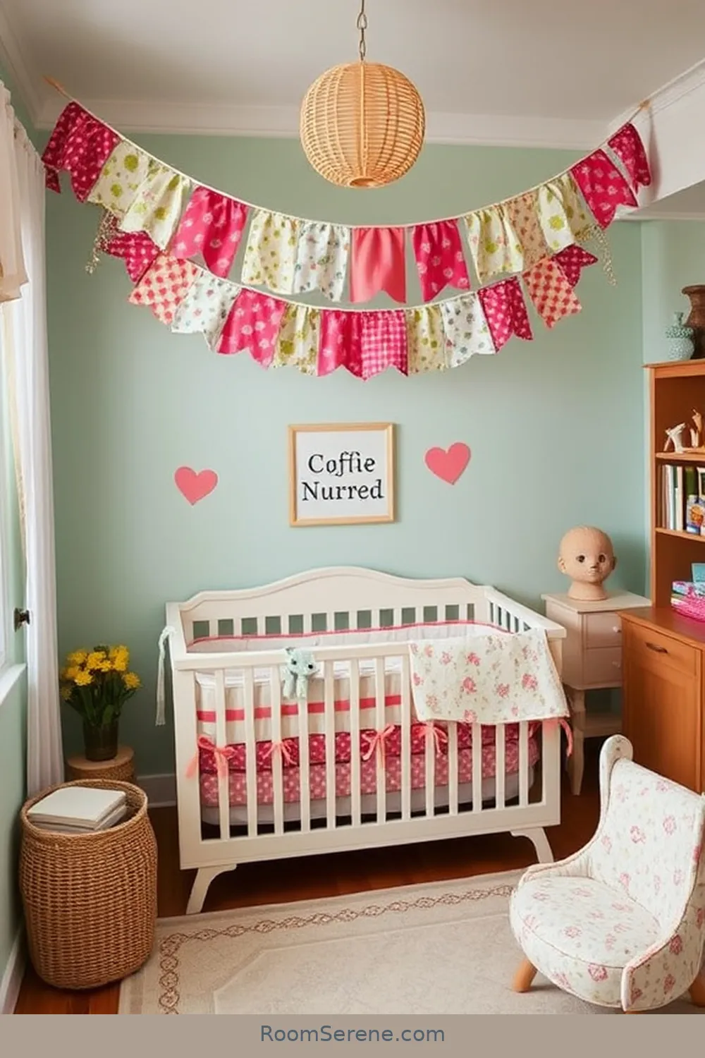 25 Ways to Create Comfort and Coziness in Your Nursery Using Reclaimed Materials 5 Vintage Fabric Bunting for 25 Ways to Create Comfort and Coziness in Your Nursery Using Reclaimed Materials