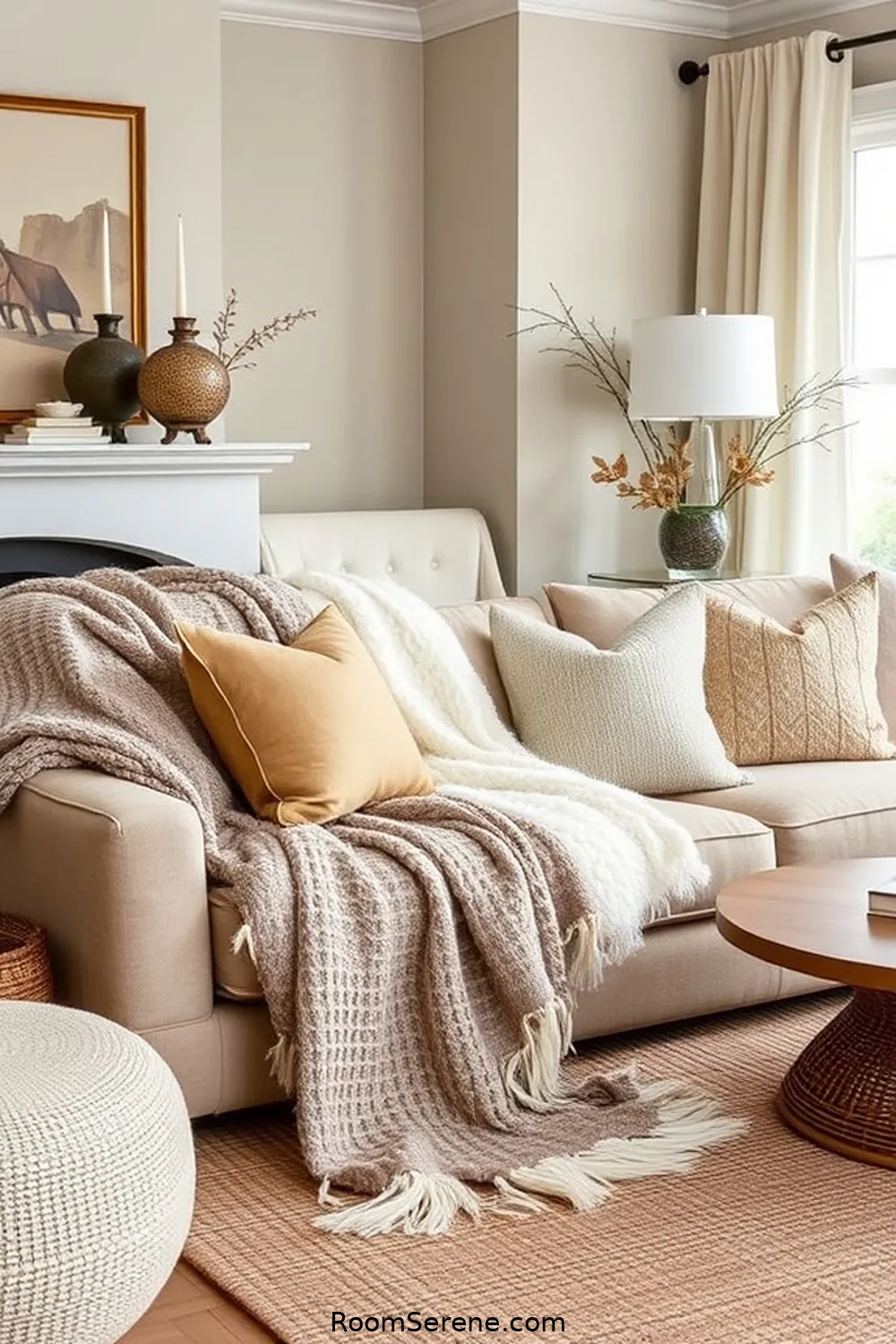 Layer Textiles With Wool Throws for Coziness for 25 Ways to Create Multi-Use Spaces in Your Living Room Using Natural Fibers
