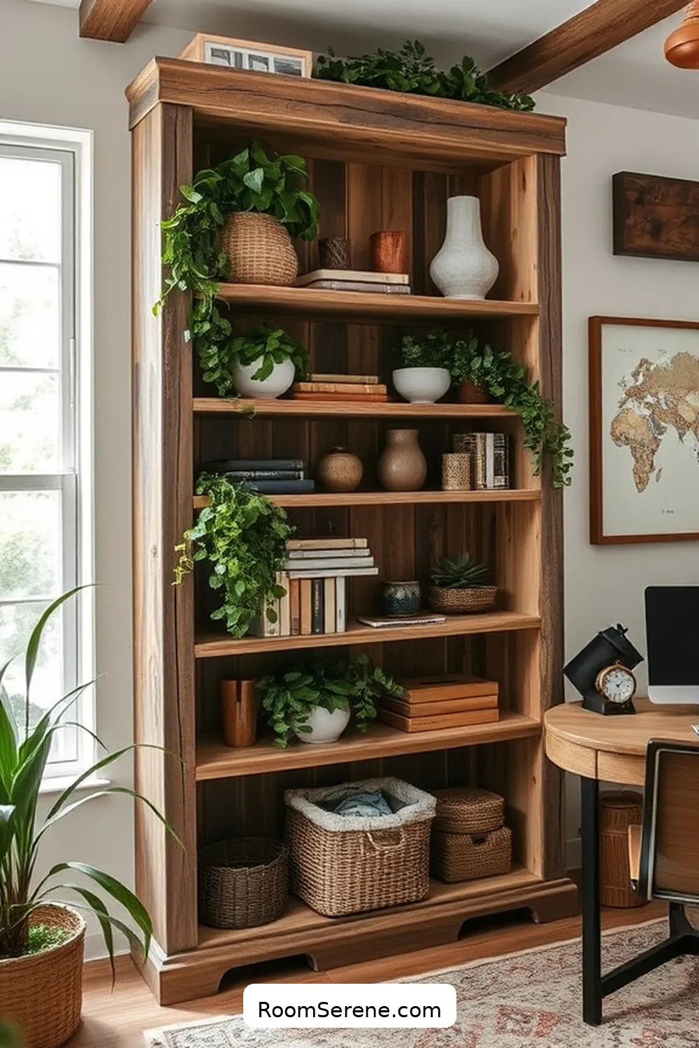 Achieve Comfort and Coziness in Your Home Office Using Recycled Wood 9 Building a Rustic Bookcase for Achieve Comfort and Coziness in Your Home Office Using Recycled Wood