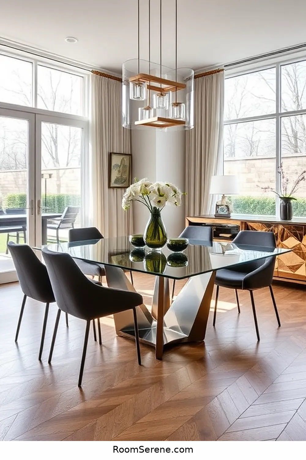 Boost Energy Efficiency in Your Dining Room Using Glass: 25 Ways 5 Add a Glass Table for Boost Energy Efficiency in Your Dining Room Using Glass: 25 Ways