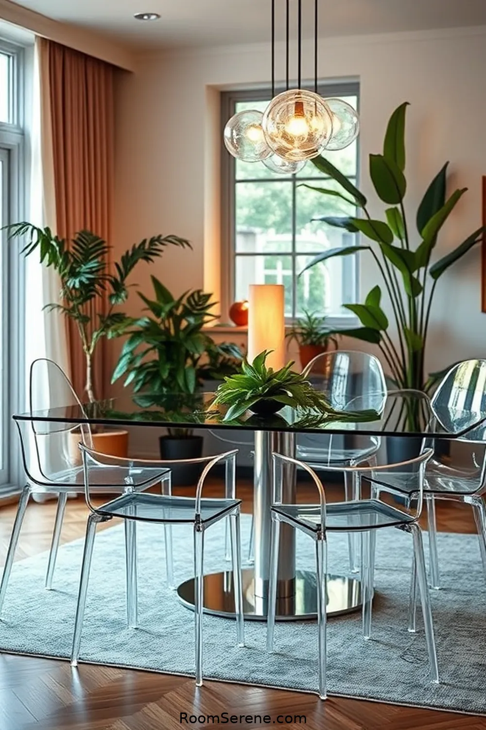 Boost Energy Efficiency in Your Dining Room Using Glass: 25 Ways 23 Choose Transparent Glass Chairs for Boost Energy Efficiency in Your Dining Room Using Glass: 25 Ways