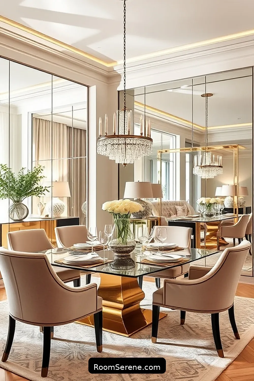 Boost Energy Efficiency in Your Dining Room Using Glass: 25 Ways 16 Incorporate Glass Mirrors for Boost Energy Efficiency in Your Dining Room Using Glass: 25 Ways