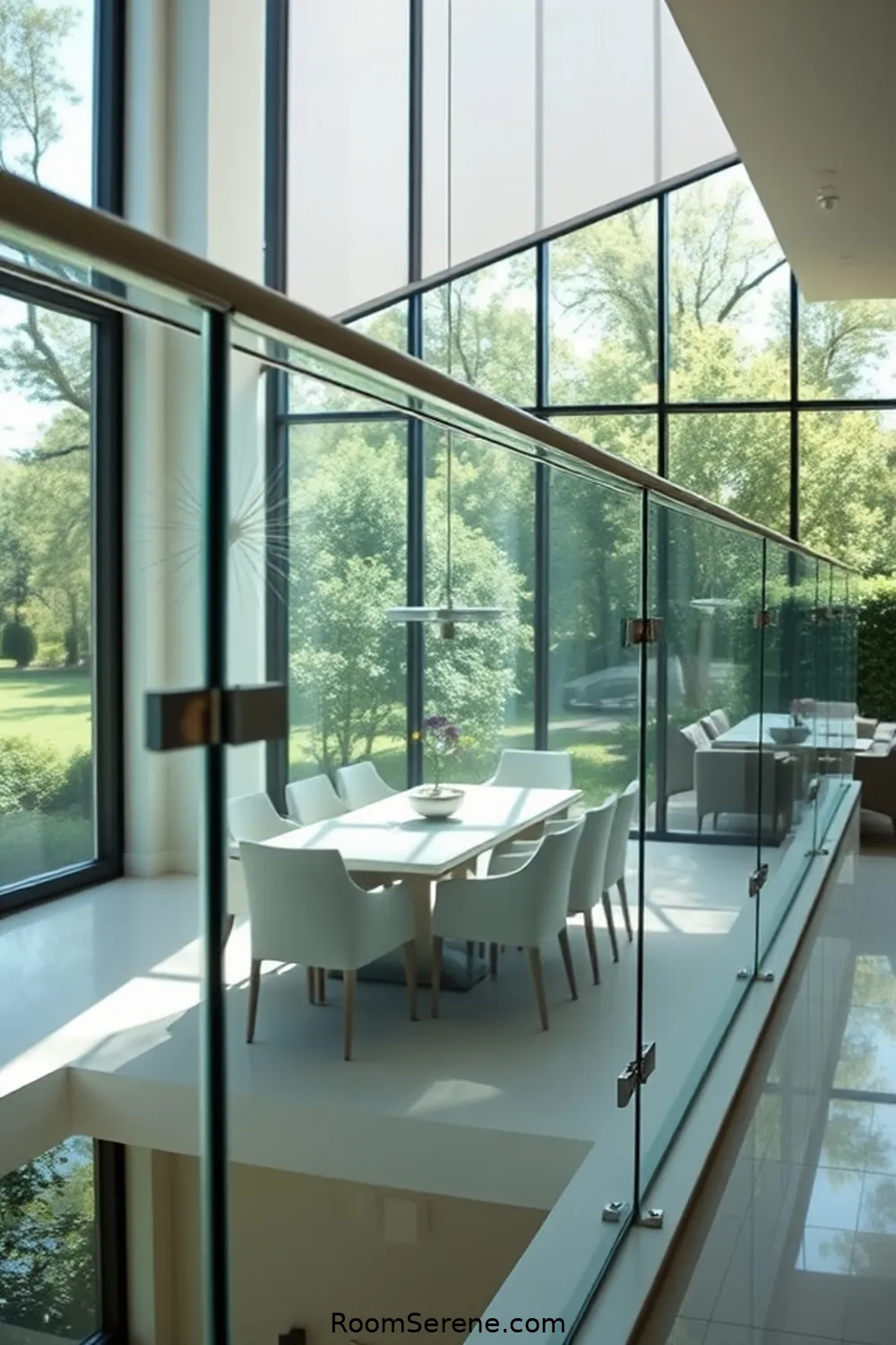 Boost Energy Efficiency in Your Dining Room Using Glass: 25 Ways 20 Install Glass Railing for Boost Energy Efficiency in Your Dining Room Using Glass: 25 Ways