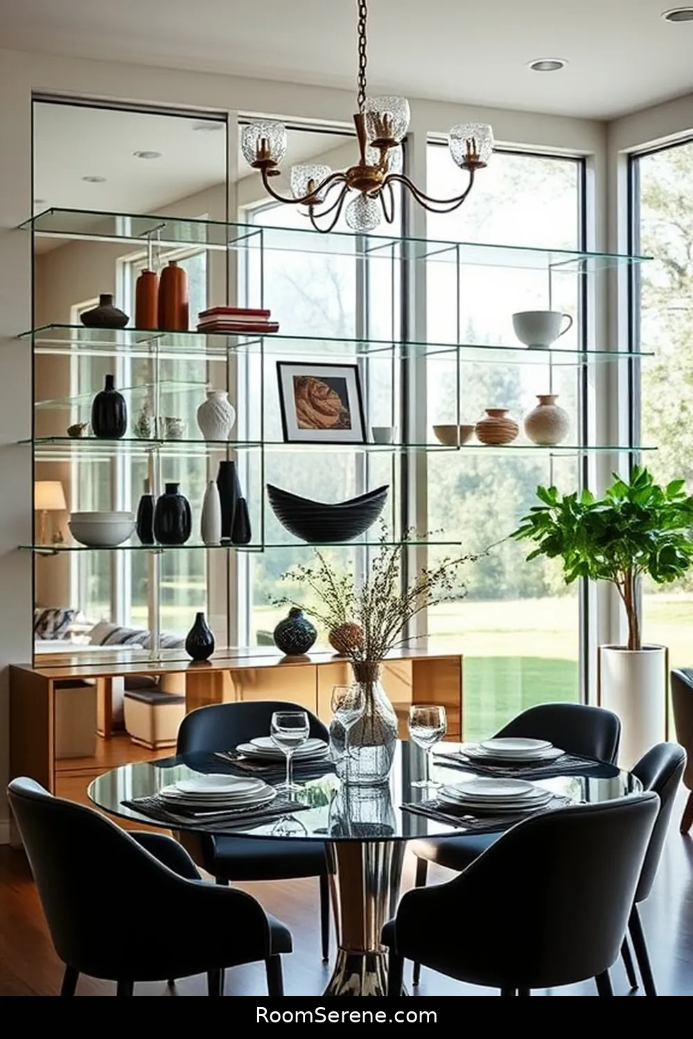 Boost Energy Efficiency in Your Dining Room Using Glass: 25 Ways 9 Integrate Glass Shelving for Boost Energy Efficiency in Your Dining Room Using Glass: 25 Ways