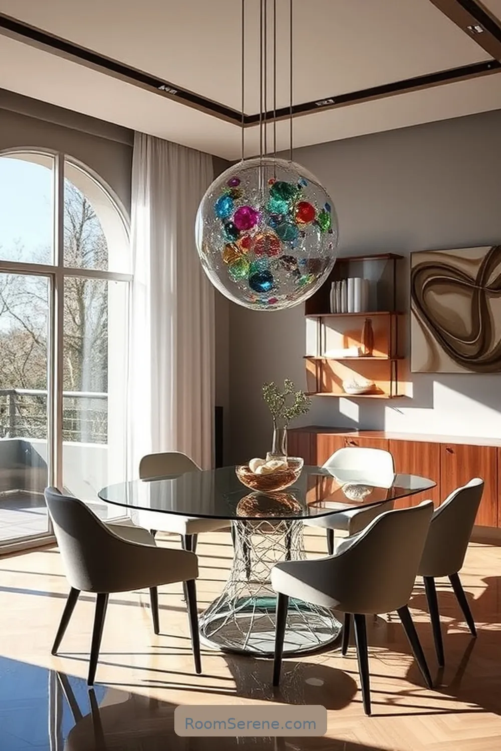 Boost Energy Efficiency in Your Dining Room Using Glass: 25 Ways 12 Use Glass Accents in Artwork for Boost Energy Efficiency in Your Dining Room Using Glass: 25 Ways
