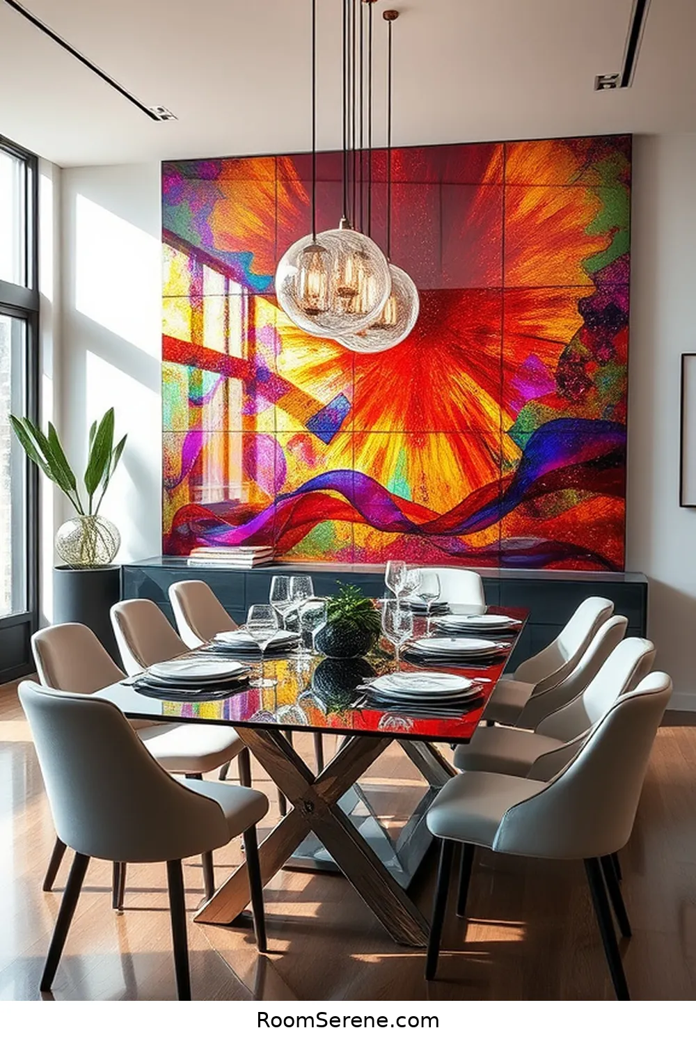 Boost Energy Efficiency in Your Dining Room Using Glass: 25 Ways 19 Utilize Glass Wall Art for Boost Energy Efficiency in Your Dining Room Using Glass: 25 Ways
