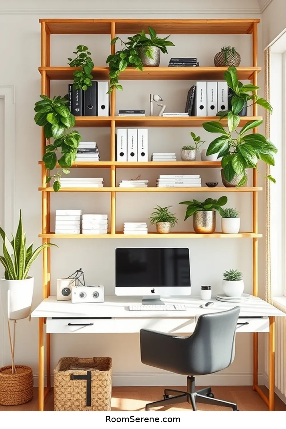 Implement Bamboo Shelving for Organized Storage for Boost Energy Efficiency in Your Home Office Using Bamboo: 19 Ways