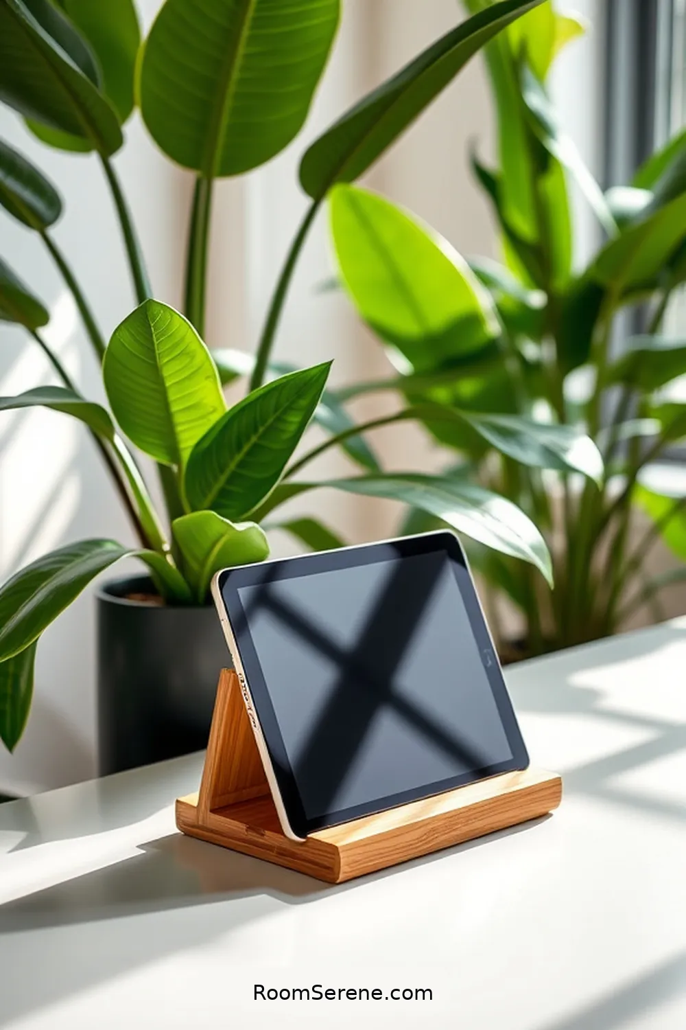 Use Bamboo Phone and Tablet Stands to Declutter Your Desk for Boost Energy Efficiency in Your Home Office Using Bamboo: 19 Ways