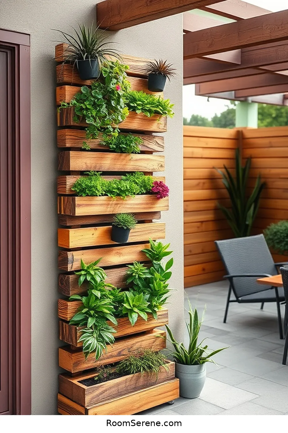 Create Outdoor Spaces With Patio Organization Ideas Using Recycled Wood 3 Designing a Vertical Garden With Recycled Wood for Create Outdoor Spaces With Patio Organization Ideas Using Recycled Wood