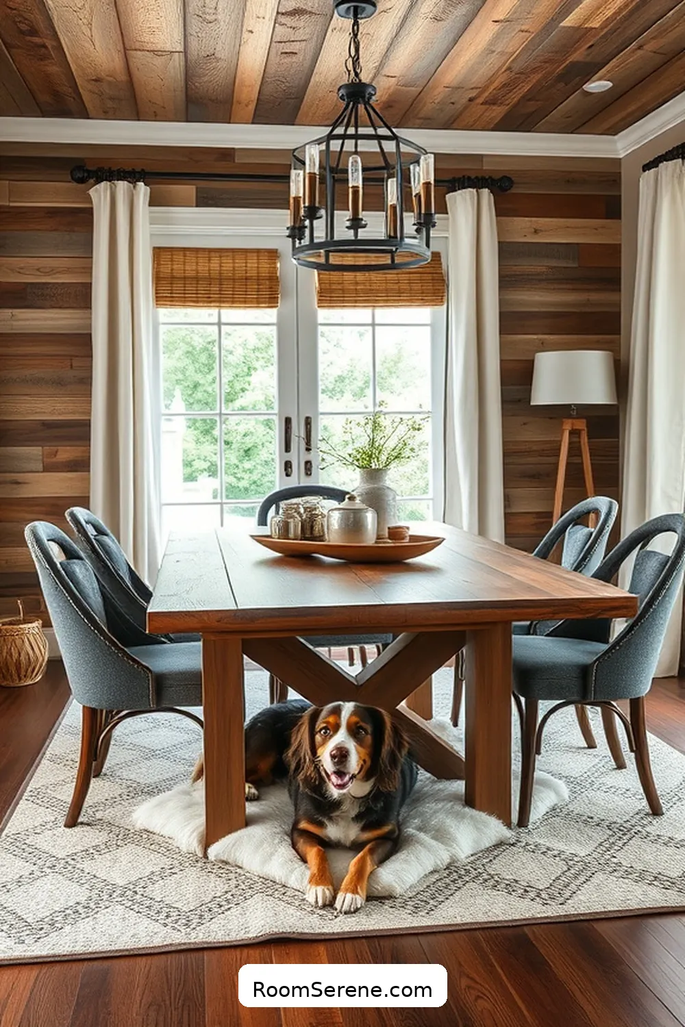 Incorporating Recycled Wood Accents for Create a Pet-Friendly Dining Room Using Recycled Wood