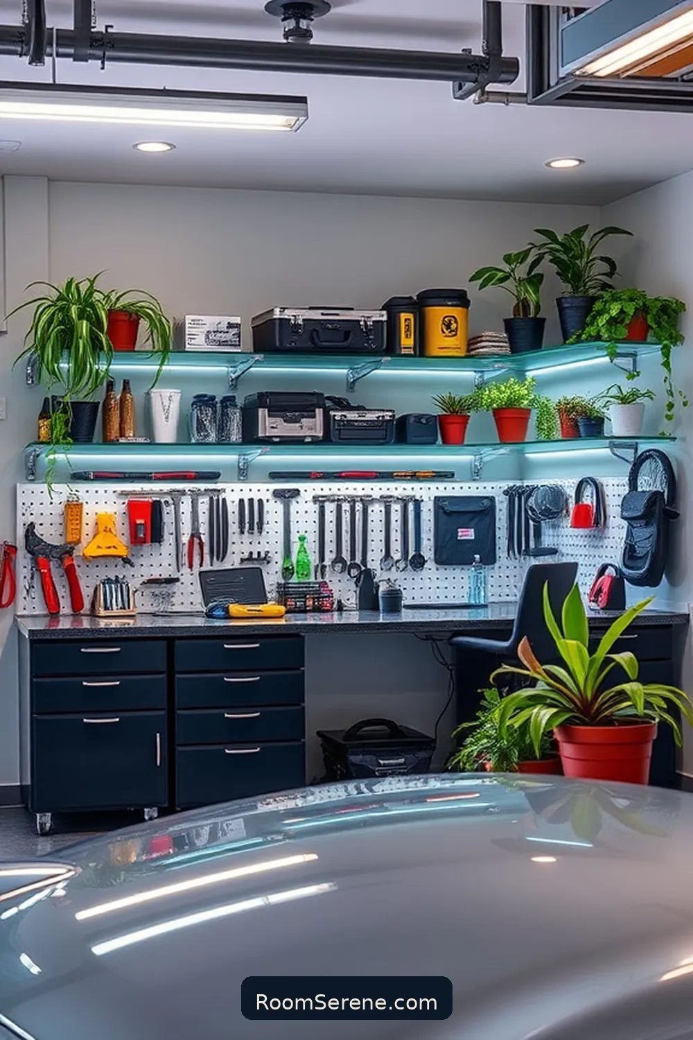 Create a Stunning Garage Workspace Using Glass Design 9 Integrating Glass Shelving for Storage for Create a Stunning Garage Workspace Using Glass Design