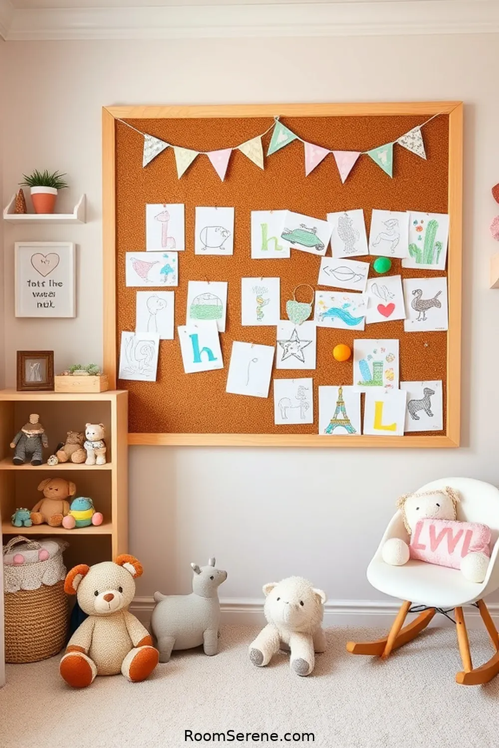DIY Organization Ideas for a Tidy Nursery Using Cork 10 Cork Pin Board for Displaying Artwork for DIY Organization Ideas for a Tidy Nursery Using Cork