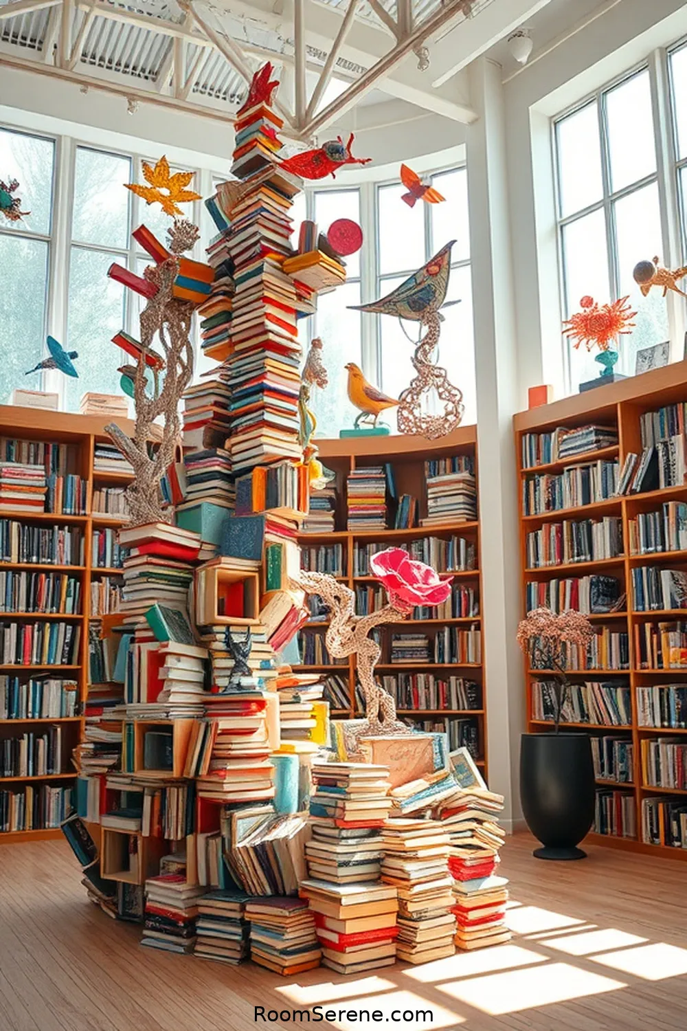Innovative Library Organization Using Reclaimed Materials 3 Transforming Old Books Into Artful Displays for Innovative Library Organization Using Reclaimed Materials