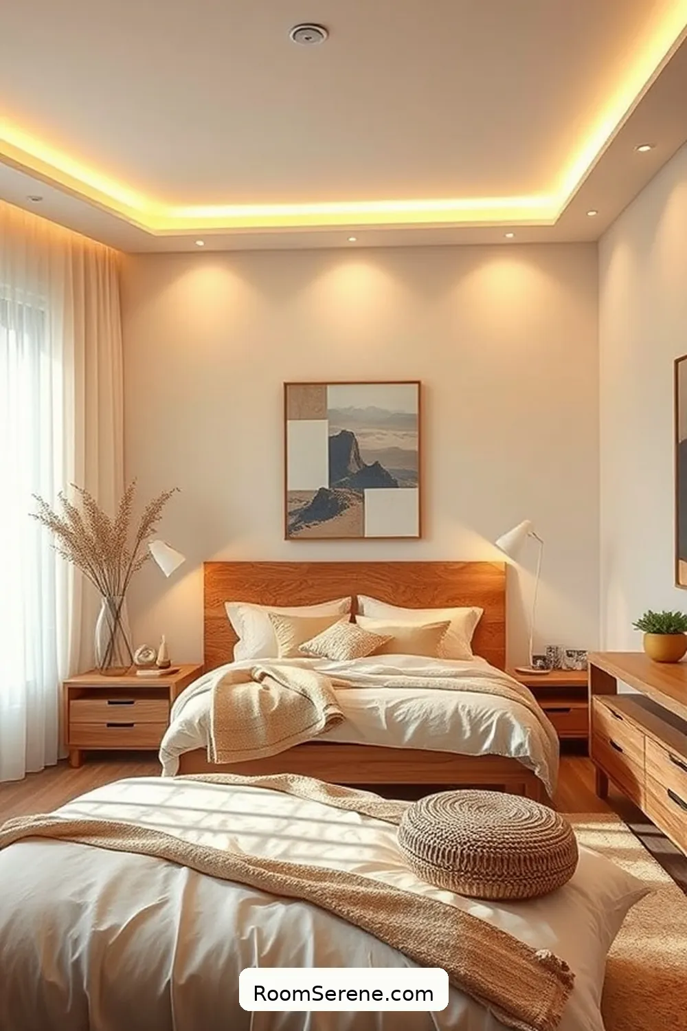 Smart Lighting Options to Enhance Ambiance for Integrate Smart Home Features in Your Bedroom Using Recycled Wood