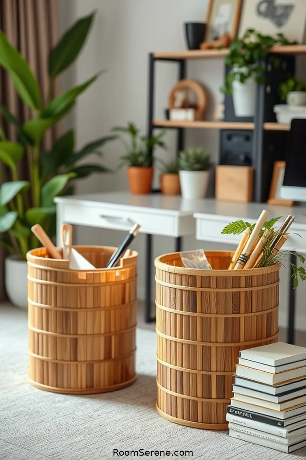 Maximize Home Office Organization Using Bamboo in 17 Easy Steps 17 Add Bamboo Waste Baskets for Cleanliness for Maximize Home Office Organization Using Bamboo in 17 Easy Steps
