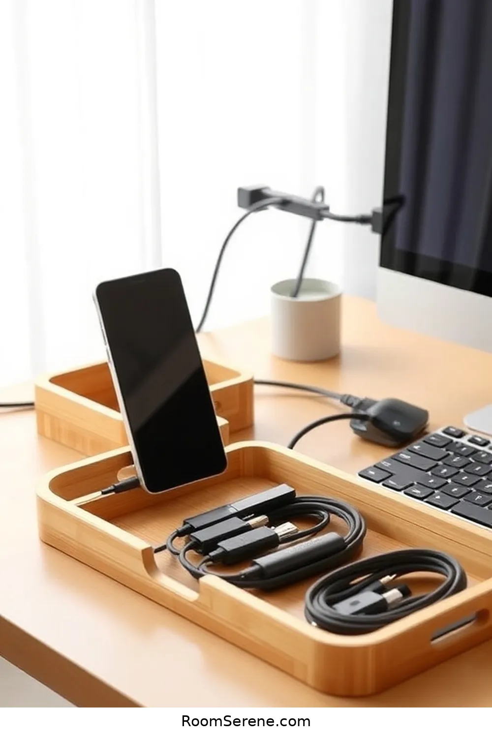 Maximize Home Office Organization Using Bamboo in 17 Easy Steps 6 Create a Bamboo Cable Management System for Maximize Home Office Organization Using Bamboo in 17 Easy Steps
