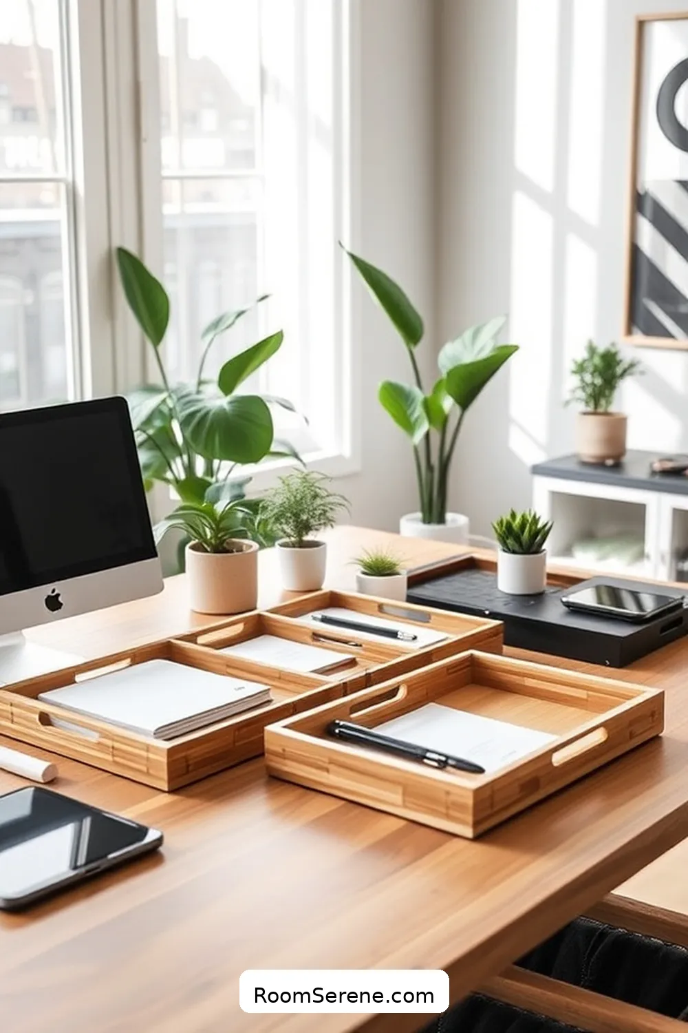 Maximize Home Office Organization Using Bamboo in 17 Easy Steps 16 Use Bamboo Trays for Desktop Items for Maximize Home Office Organization Using Bamboo in 17 Easy Steps