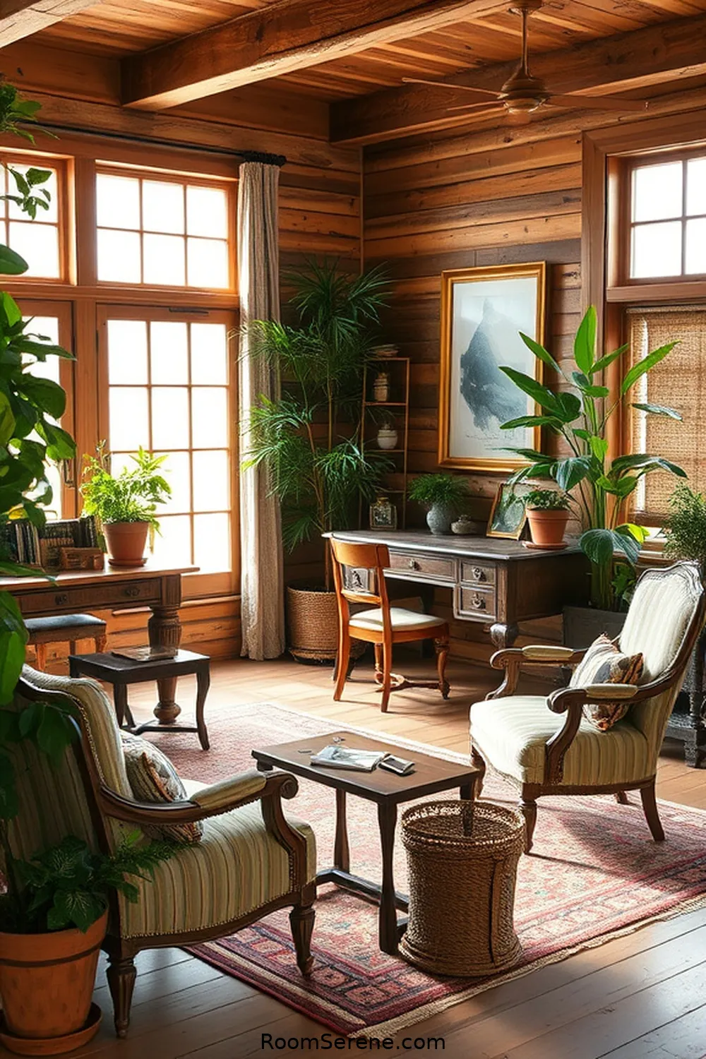 Incorporating Vintage Furniture Pieces for Transform Your Living Room With a Workspace Design Using Reclaimed Materials