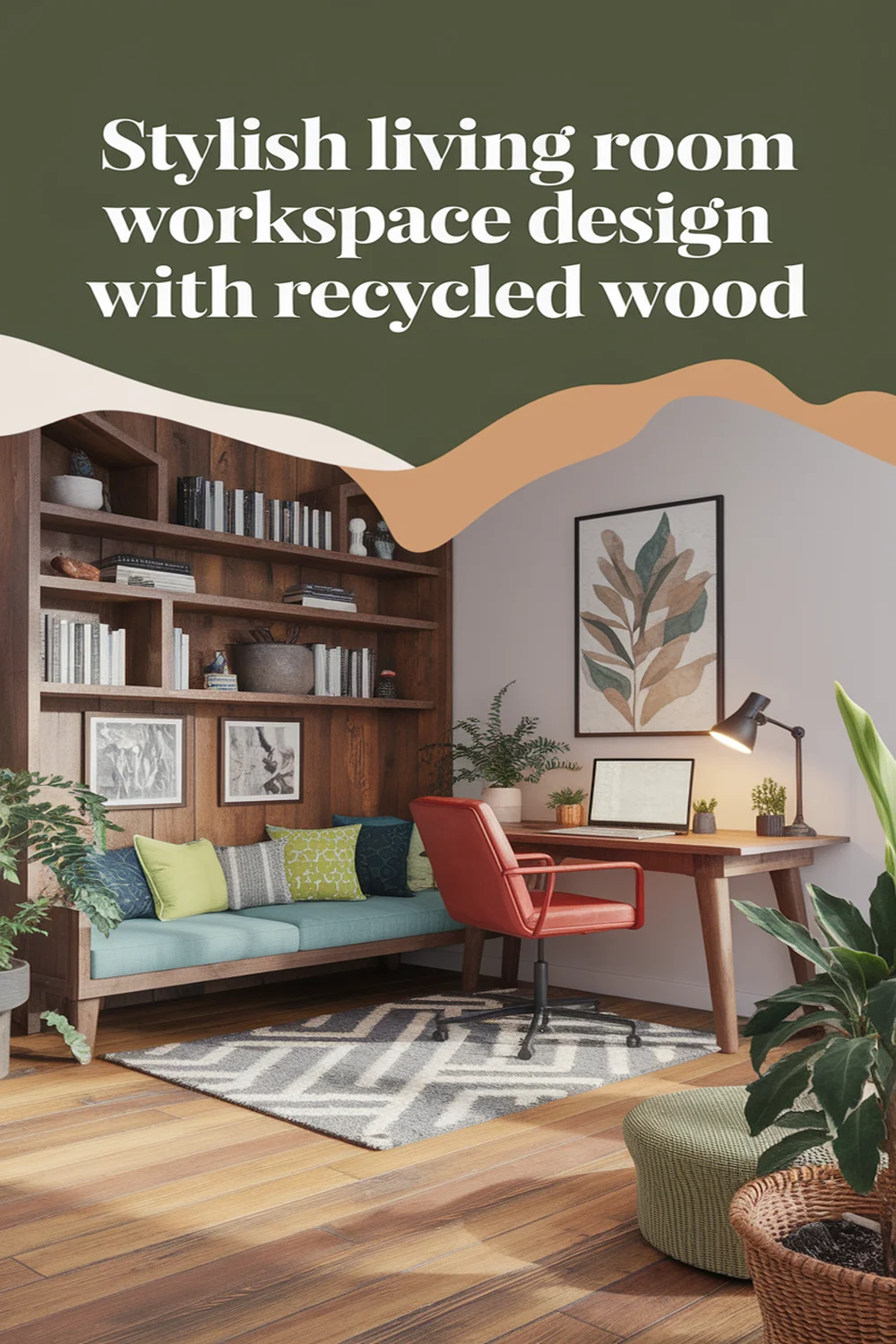 Image for: Create a Stylish Workspace Design in Your Living Room Using Recycled Wood